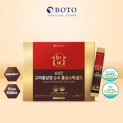 BOTO 6 years Korea Red Ginseng Sticks (30 Sticks)