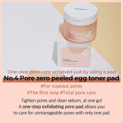 NUMBUZIN No.4 Pore Zero Peeled Egg Toner Pad 70 pads / 190ml